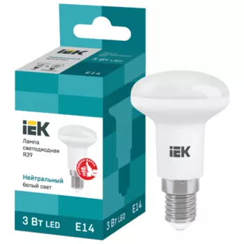 Лампа светодиодная E14 рефлектор/R39, 3Вт, 4000K / нейтральный свет, 270лм, IEK (LLE-R39-3-230-40-E14)