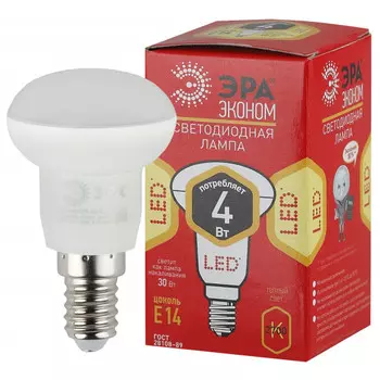 Лампа светодиодная E14 рефлектор/R39, 4Вт, 2700K / теплый свет, 320лм, ЭРА LED R39-4W-827-E14 ECO (Б0019078)