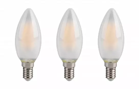 Лампа светодиодная E14 свеча, 5.5Вт, 2700K / теплый свет, 450лм, филаментная, BK-ЛЮКС BK-14W5C30 матовая standard