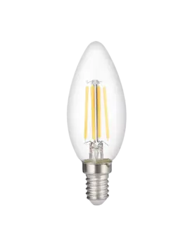 Лампа светодиодная E14 свеча/C35, 8Вт, 3000K / теплый свет, 760лм, филаментная, Jazzway PLED OMNI C35 8w E14 3000K CL (5020696)