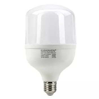 Лампа светодиодная E27 цилиндрическая/T100, 30Вт, 4000K / белый, 2400лм, SONNEN Т100-30W-4000-E27 (454923)