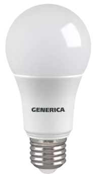 Лампа светодиодная E27 груша/A60, 10 Вт, 4000 K / нейтральный свет, 1000лм, 220 В, GENERICA (LL-A60-10-230-40-E27-G)