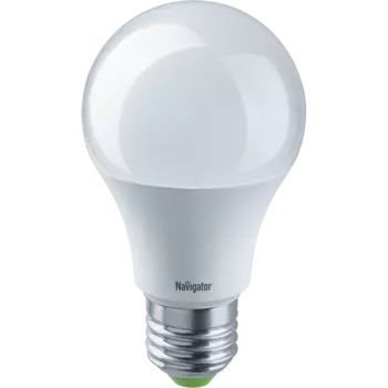 Лампа светодиодная E27 груша/A60, 7 Вт, 4000 K/холодный свет, 560лм, 12 В/24 В, Navigator NLL-A60-7-12/24-4K-E27 (61473/20639)