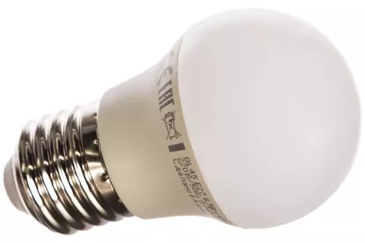 Лампа светодиодная E27 шар, 6.5Вт, 3000K / теплый свет, 480лм, КОСМОС экономик (LkecLED6.5wGL45E2730)