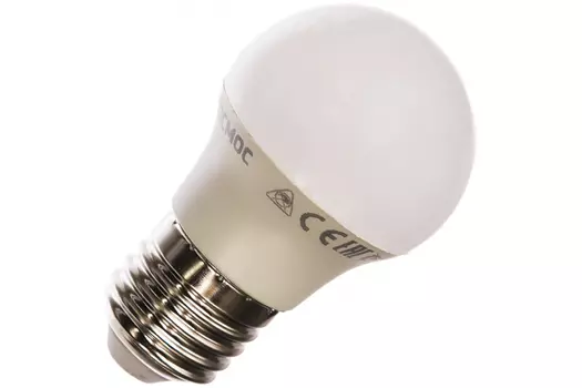 Лампа светодиодная E27 шар, 7.5Вт, 4500K / белый, 600лм, КОСМОС экономик (LkecLED7.5wGL45E2745)