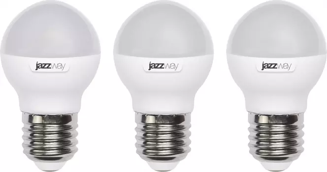 Лампа светодиодная E27 шар/G45, 5Вт, 3000K / теплый свет, 400лм, Jazzway PLED-ECO-G45 5w Е27 3000K (1036957A)