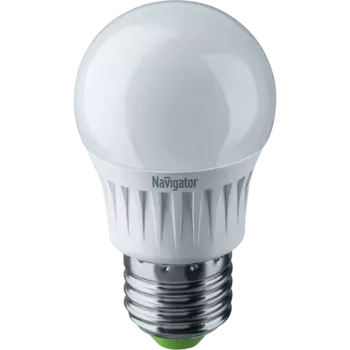 Лампа светодиодная E27 шар/G45, 7Вт, 2700K / теплый свет, 530лм, диммируемая, Navigator (18742 / NLL-G45-7-230-2.7K-E27-DIMM / 94377)