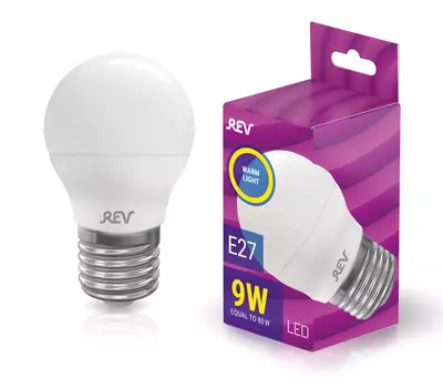 Лампа светодиодная E27 шар/G45, 9Вт, 2700K / теплый свет, REV (32408 9)