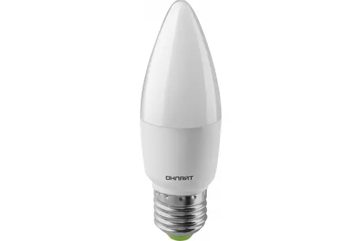 Лампа светодиодная E27 свеча/C37, 10Вт, 4000K / белый, 750лм, ОНЛАЙТ OLL-C37-10-230-4K-E27-FR (61960)