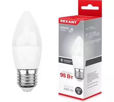 Лампа светодиодная E27 свеча/CN, 11.5Вт, 6500K-6500K / холодно-белый, 1093лм, REXANT 604-206 (604-206)