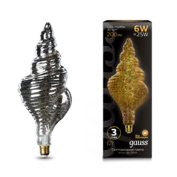 Лампа светодиодная E27 -/TL120, 6Вт, 2400K / теплый свет, 200лм, филаментная, Gauss Vintage Filament Flexible (166802008)