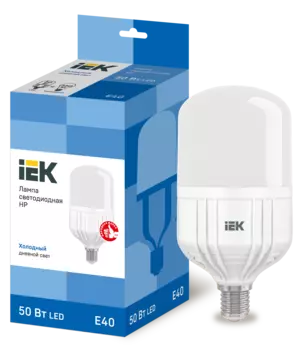 Лампа светодиодная E40, 50Вт, 6500K / холодный свет, 4500лм, IEK HP (LLE-HP-50-230-65-E40)