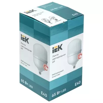 Лампа светодиодная E40 цилиндрическая, 65Вт, 4000K / нейтральный свет, 5850лм, IEK (LLE-HP-65-230-40-E40)