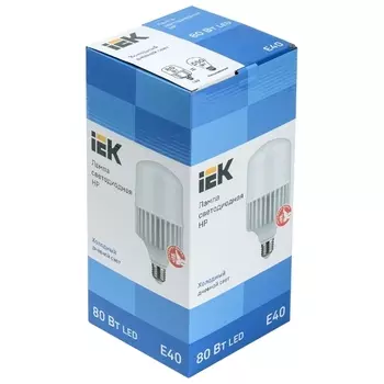 Лампа светодиодная E40 цилиндрическая/HP, 80Вт, 6500K / холодный свет, 7200лм, IEK (LLE-HP-80-230-65-E40)