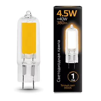 Лампа светодиодная G4, JC, 220-240 В, 4.5Вт, 380лм, 3000K/теплый, gauss (107807104)