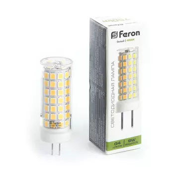 Лампа светодиодная G4, JCD, 230В, 9Вт, 750лм, 4000 К/нейтральный, 80 Ra, FERON (38144)