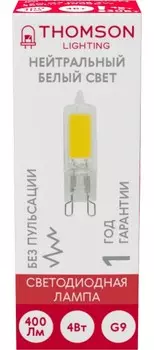 Лампа светодиодная G9, 220В, 4Вт, 400лм, 4000K/белый, 80 Ra, THOMSON (TH-B4210)