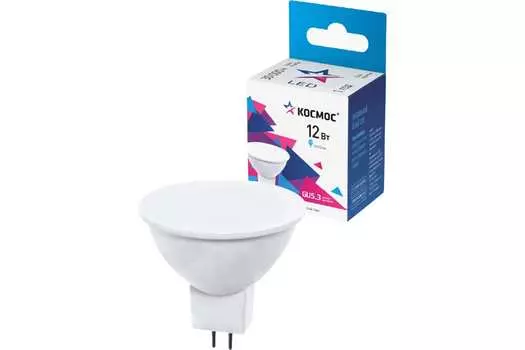 Лампа светодиодная GU5.3, JCDR, 12 Вт, 1070лм, 4500K/нейтральный, 80 Ra, КОСМОС (LkecLED12wJCDRC45)