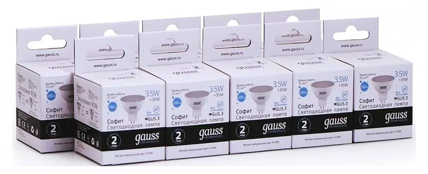 Лампа светодиодная GU5.3, MR16, 3.5 Вт, 300лм, 4100K/нейтральный, 80-89 Ra, 10 шт., GAUSS Elementary Софит (13524_10)