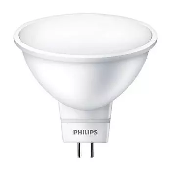 Лампа светодиодная GX5.3, MR16, 5Вт, 400лм, 3300K/теплый, 70-79Ra, Philips 929001844687 (929001844687)