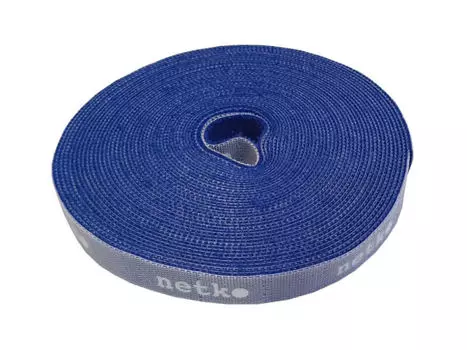 Лента-липучка Netko RVEC14,5X10BLE, 14.5 мм x 10000 мм, с насечками для отрыва (каждые 2 см), синий (RVEC14,5X10BLE)