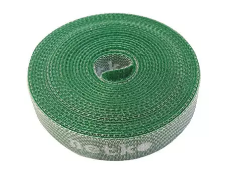 Лента-липучка Netko RVEC14,5X3GRN, 14.5 мм x 3000 мм, с насечками для отрыва (каждые 2 см), зеленый (RVEC14,5X3GRN)
