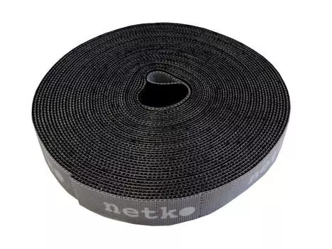 Лента-липучка Netko RVEC20X10BCK, 20 мм x 10000 мм, с насечками для отрыва (каждые 2 см), черный (RVEC20X10BCK)