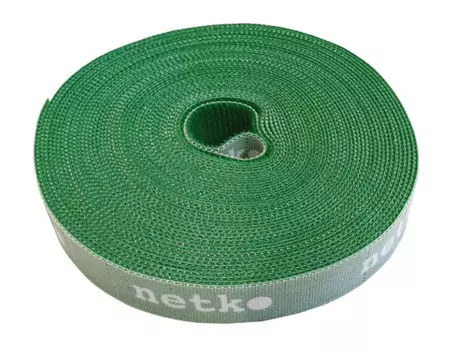 Лента-липучка Netko RVEC20X10GRN, 20 мм x 10000 мм, с насечками для отрыва (каждые 2 см), зеленый (RVEC20X10GRN)