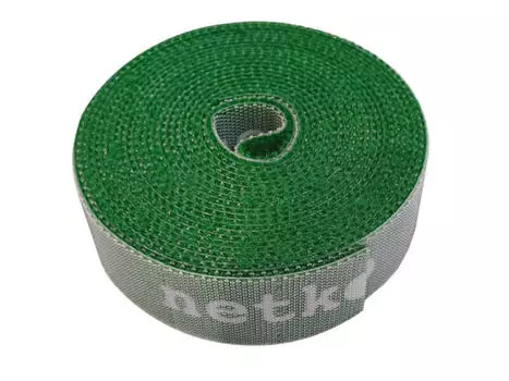 Лента-липучка Netko RVEC20X3GRN, 20 мм x 3000 мм, с насечками для отрыва (каждые 2 см), зеленый (RVEC20X3GRN)