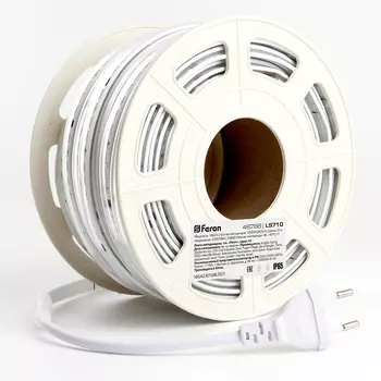 Лента светодиодная, 25 м, SMD 2835, 120 шт./10 Вт на метр, 220V, 3000 K, теплый белый, IP65 Feron (48766)