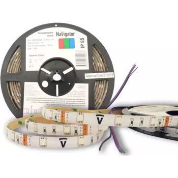 Лента светодиодная 71428, 5 м, 30 шт./7.2 Вт на метр, 12V, разноцветный, IP65 Navigator (NLS-5050RGB30-7.2 IP65 12B R5)
