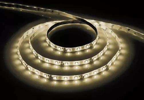 Лента светодиодная LS604, 5 м, SMD 2835, 60 шт./4.8 Вт на метр, 12V, 3000K, теплый белый, IP65 Feron (27640)