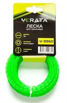 Леска триммерная VERATA, витой квадрат (твист) 2.4ммx15м (V-9960)
