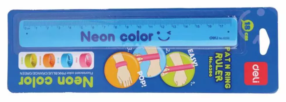 Линейка Deli 18см, пластик, в ассортименте (E6206)