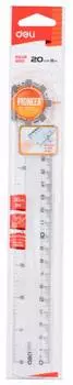 Линейка Deli 20 см, пластик, ассорти (EG00212)