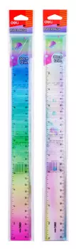 Линейка Deli 30 см, пластик, ассорти (EH654)