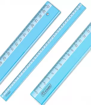 Линейка СТАММ 40 см, пластик, голубой (ЛН1300)