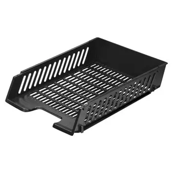 Лоток для бумаг горизонтальный Brauberg MAXI 1 отделение, пластиковый, черный (231141)