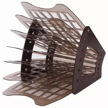 Лоток для бумаг веерный Brauberg Smart 6 отделений, пластиковый, тонированный коричневый (230467)