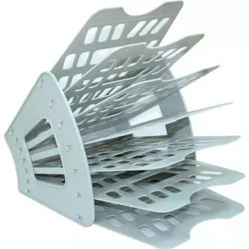 Лоток для бумаг веерный СТАММ 6 отделений, пластиковый, серый (ЛТ40)