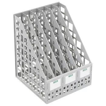 Лоток для бумаг вериткальный СТАММ 6 отделений, пластиковый, серый (ЛТ86)