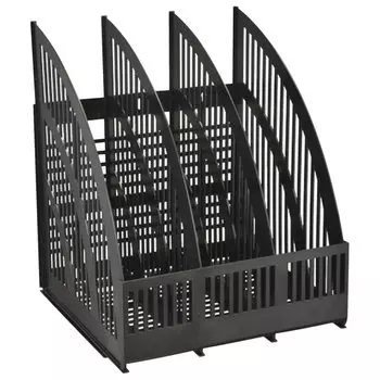 Лоток для бумаг вертикальный СТАММ Line 3 отделения, пластиковый, черный (ЛТ454)