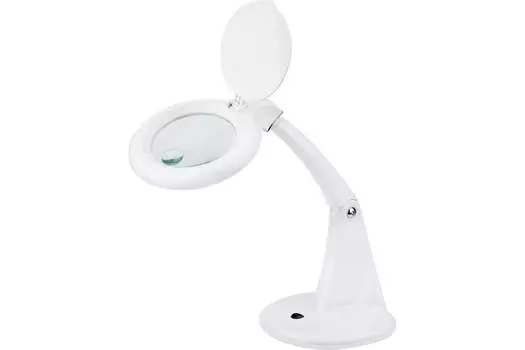 Лупа настольная Rexant, 3D+12D, 40 SMD LED, 100мм, белый (31-0243)