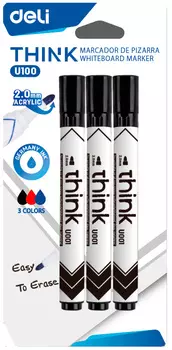 Маркер для доски Deli Think, 3шт., ассорти (CU100)