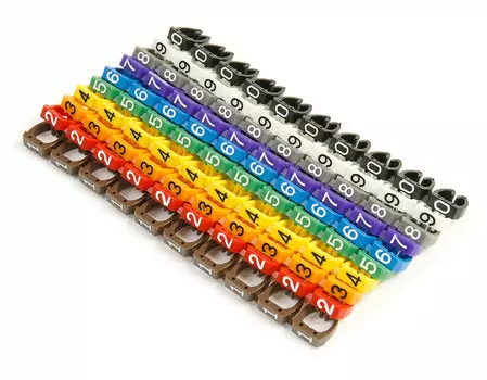 Маркер для кабеля 4-5.5мм Cabeus комплект цифр "0-9", 100шт., 10 цветов (MR-55)