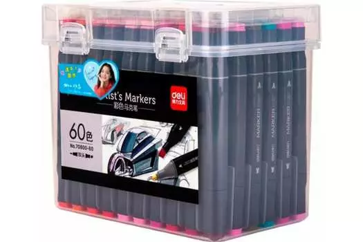 Маркер для скетчинга Deli, 60шт., ассорти (70800-60)