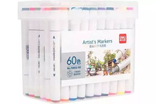 Маркер для скетчинга Deli, 60шт., ассорти (70802-60)