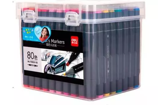 Маркер для скетчинга Deli, 80шт., ассорти (70800-80)