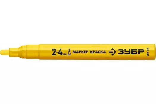 Маркер-краска Зубр Профессионал МК-400, с краской, перманентный, жёлтый (06325-5)