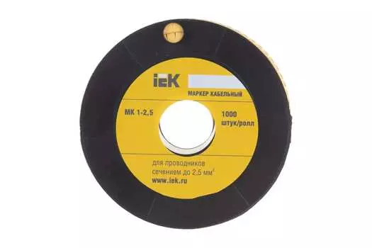 Маркировочное кольцо IEK цифра "6" для под кабель сечением 2.5мм, 1000 шт., желтый (UMK10-6)